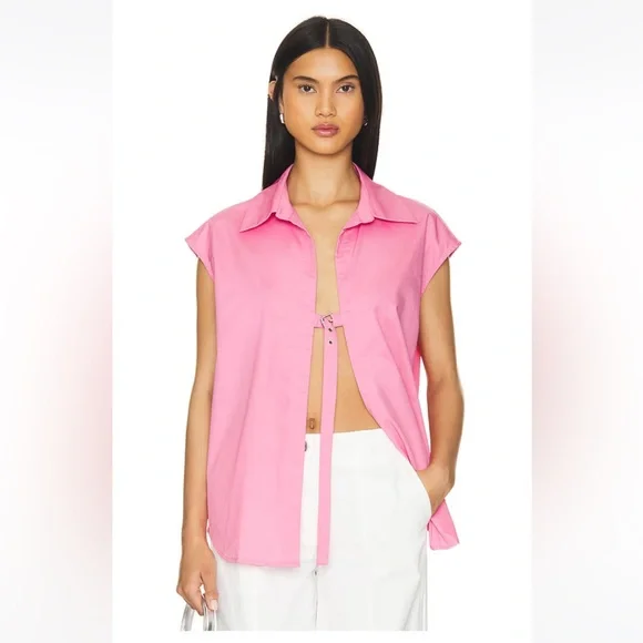 BY.DYLN ANDI Sleeveless Shirt Cotton Top PINK REVOLVE Size Smalll - Picture 1 of 4